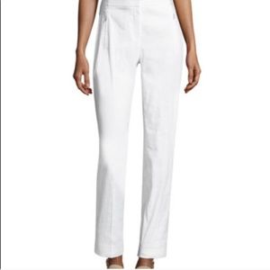 Elie Tahari White Bennet Linen Blend Pant
